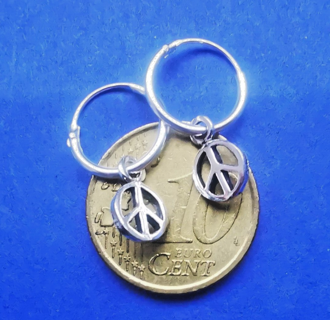 Mini Creole aus Silber mit Peace Symbol - Ohrringe