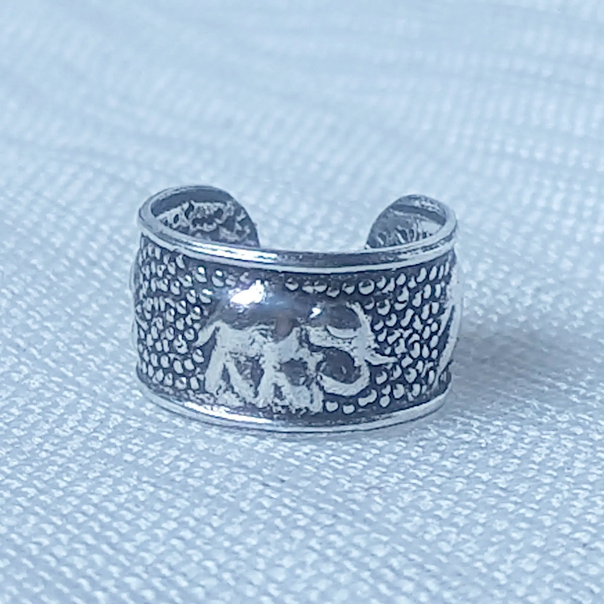 Ear Cuff Elefant 925 Silber - Ohrklemme mit Relief-Struktur