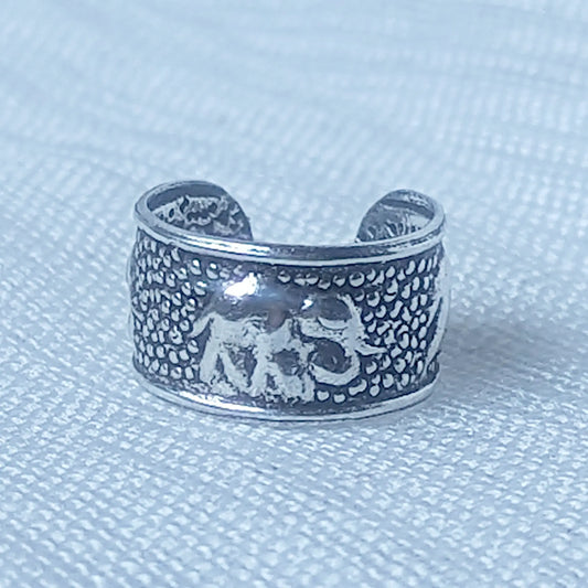 Ear Cuff Elefant 925 Silber - Ohrklemme mit Relief-Struktur
