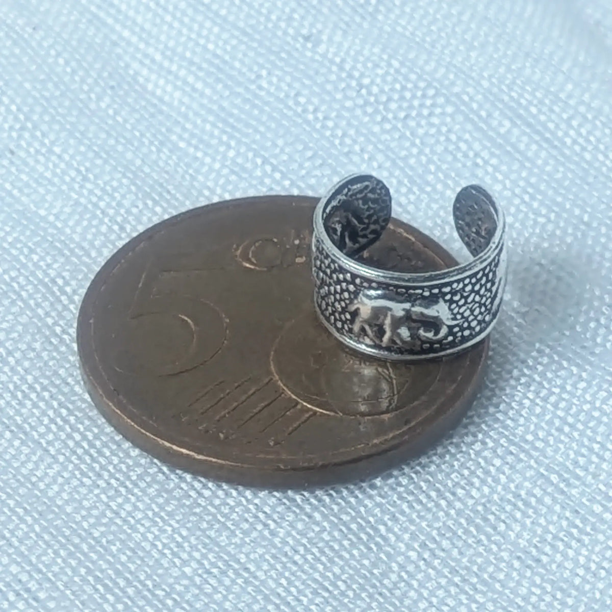 Ear Cuff Elefant 925 Silber - Ohrklemme mit Relief-Struktur