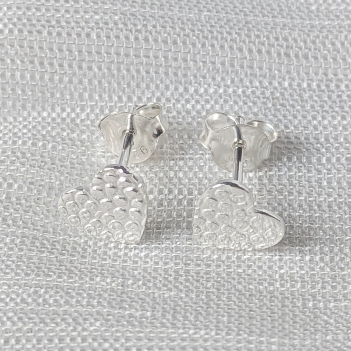 Ohrstecker Herz Strukturiert 925 Silber - Modern