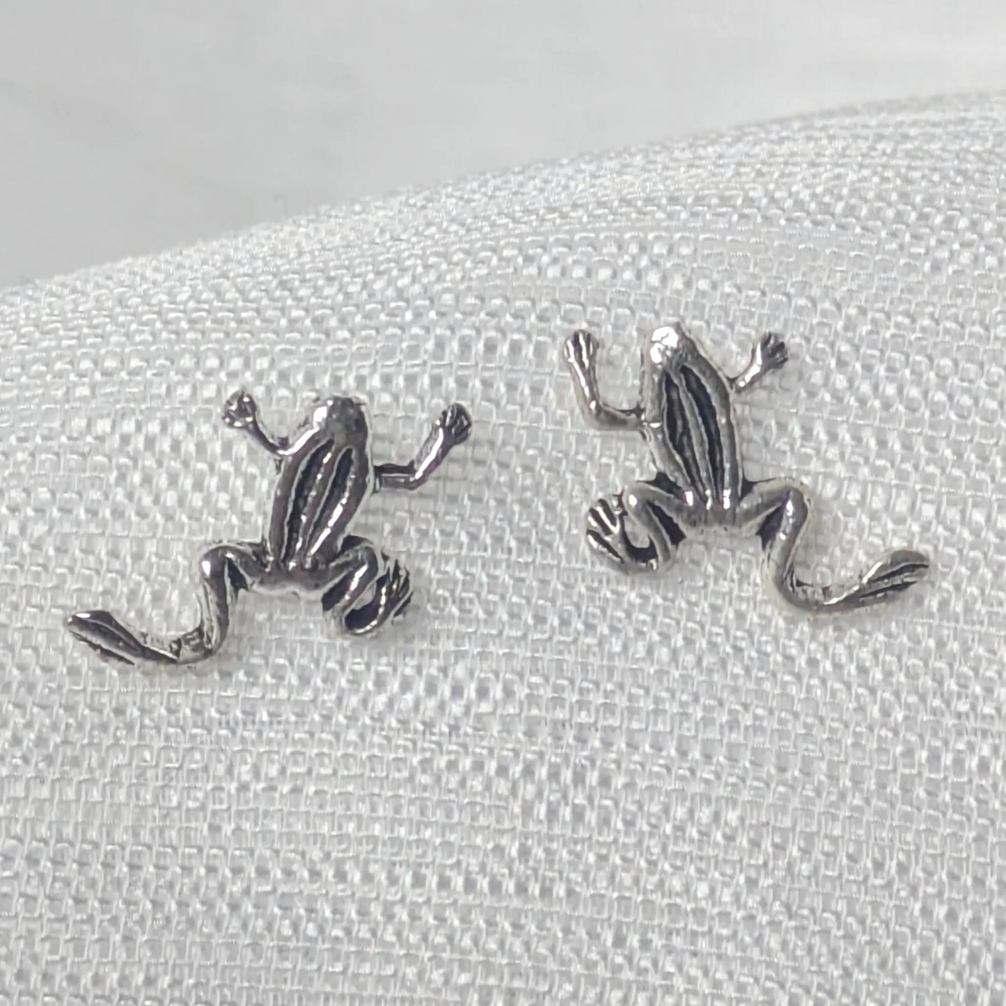 Nahaufnahme detaillierte Textur Frosch Ohrstecker 925 Silber