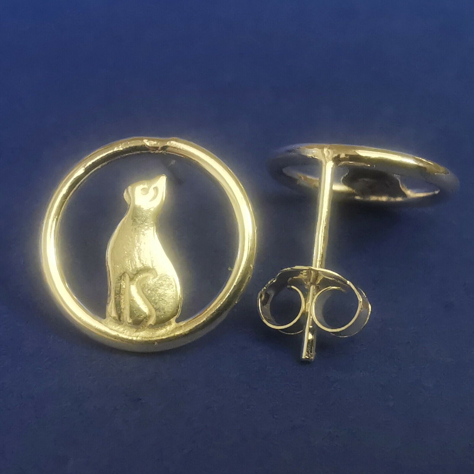 Ohrstecker aus Silber Katze in Reifen - Ohrringe