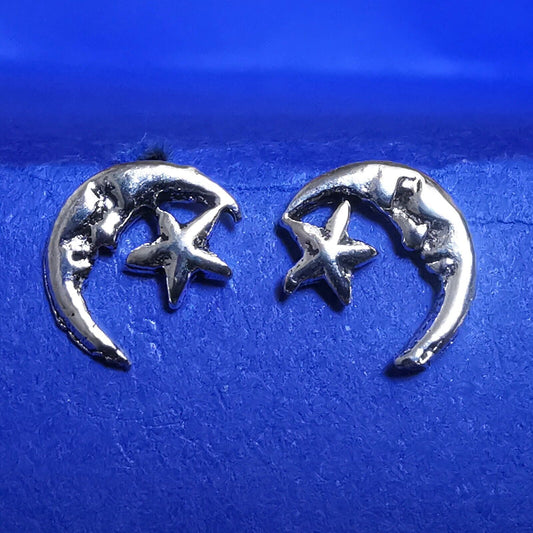 Ohrstecker aus Silber Halbmond mit Stern - Ohrringe