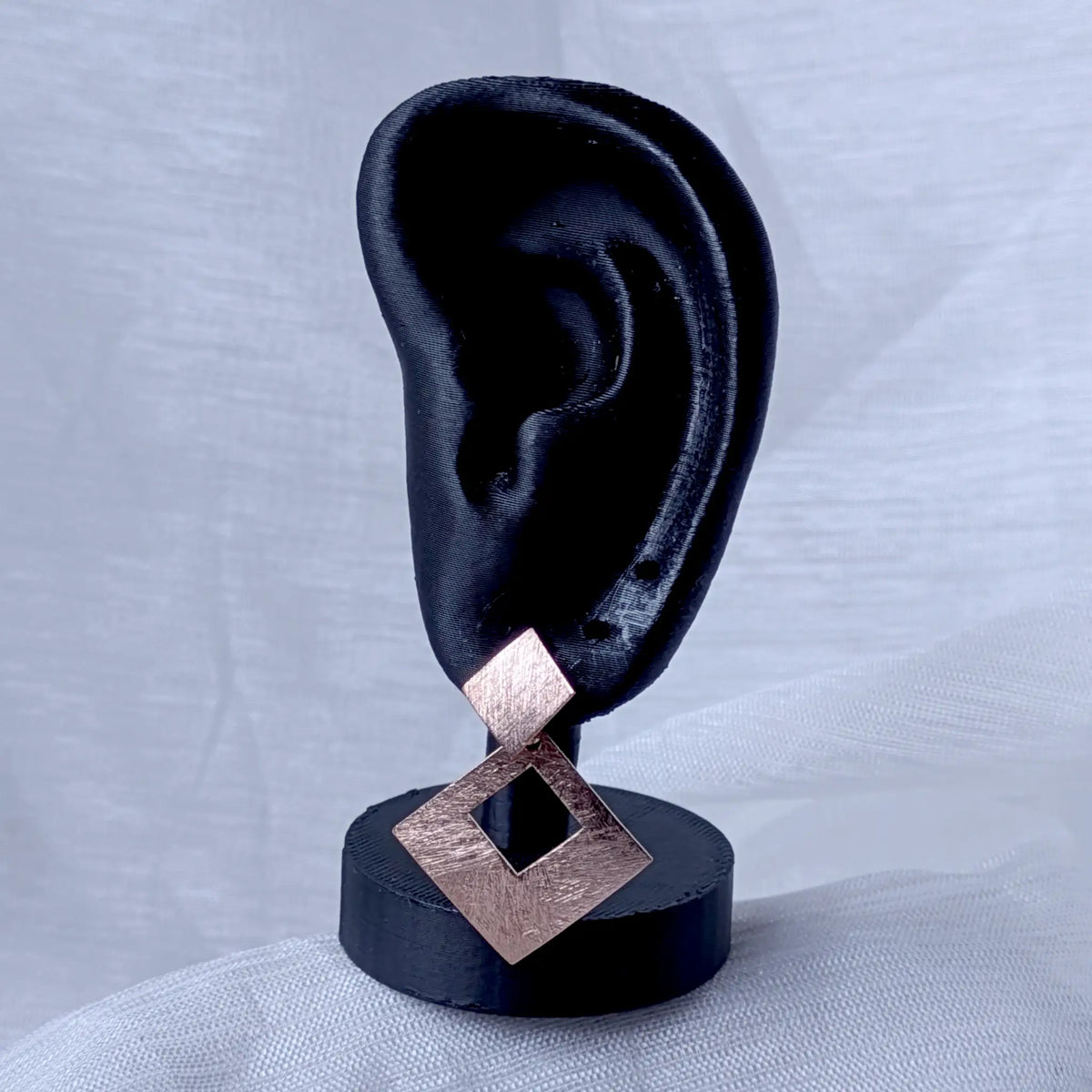 Geometrische Ohrstecker Raute 925 Silber Rose Vergoldet Hängend