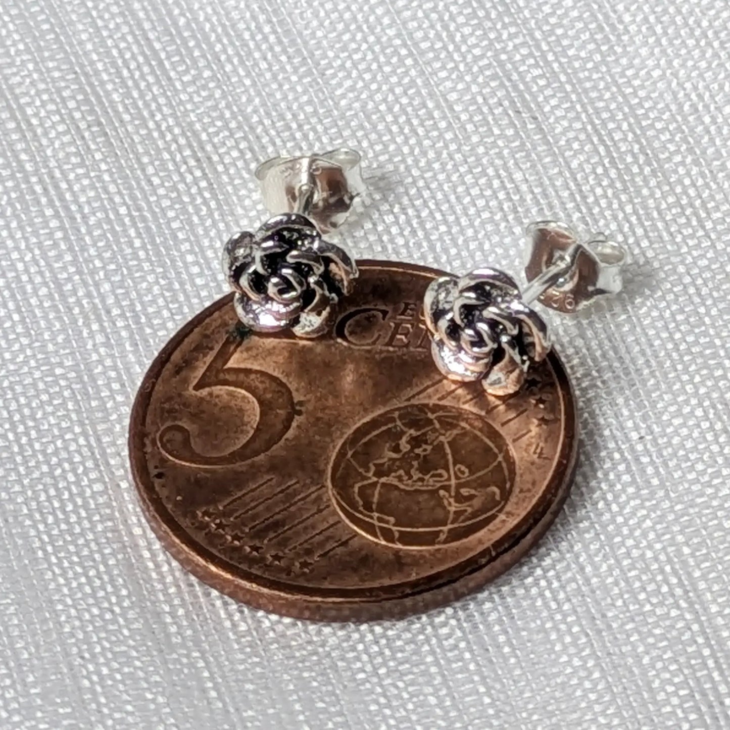 Rosen Ohrstecker 925 Silber - Vintage Rosebluete Ohrringe