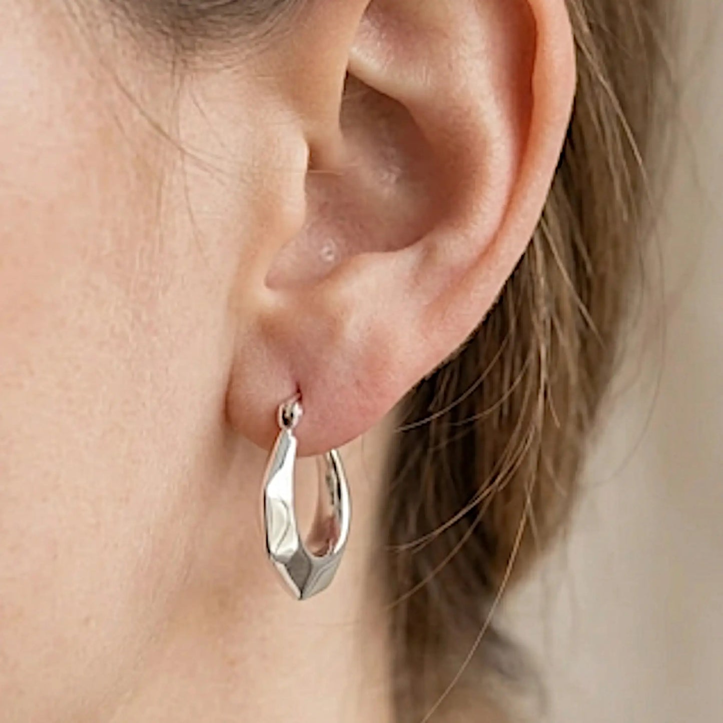 925 Silber Ohrringe – Kleine Kantige Hoop-Creolen für Damen