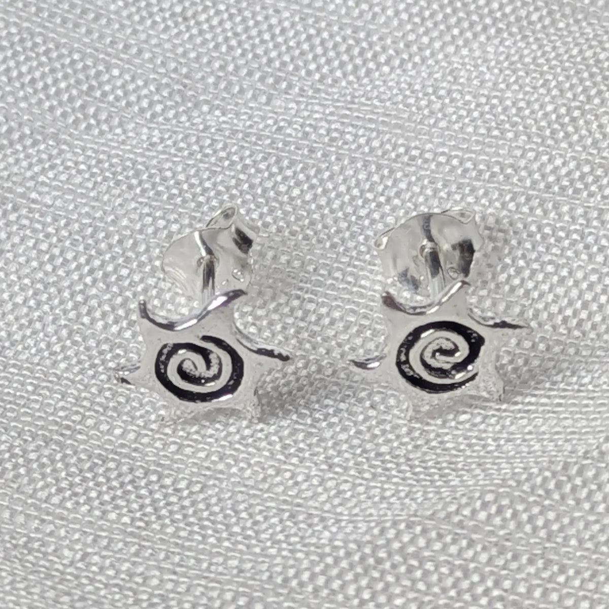 Sonnen Ohrstecker Spirale 925 Silber – Boho Ohrringe oxidiert