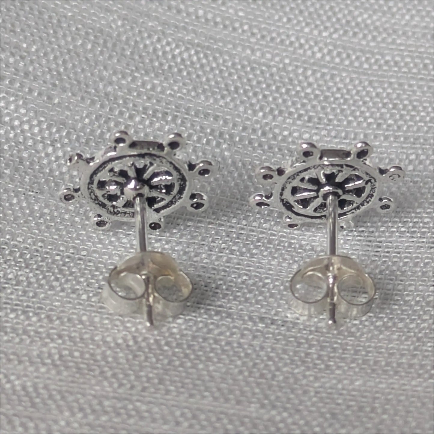 Rückseite der Steuerrad Ohrstecker mit Stecker aus 925 Sterling Silber