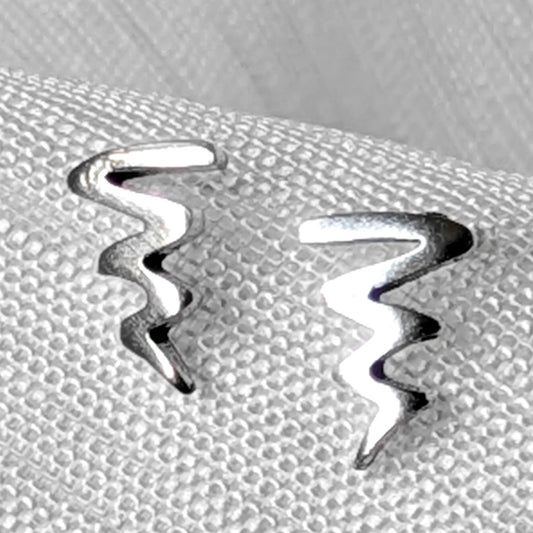 Zickzack Ohrstecker 925 Silber - Geometrische Wellen Ohrringe