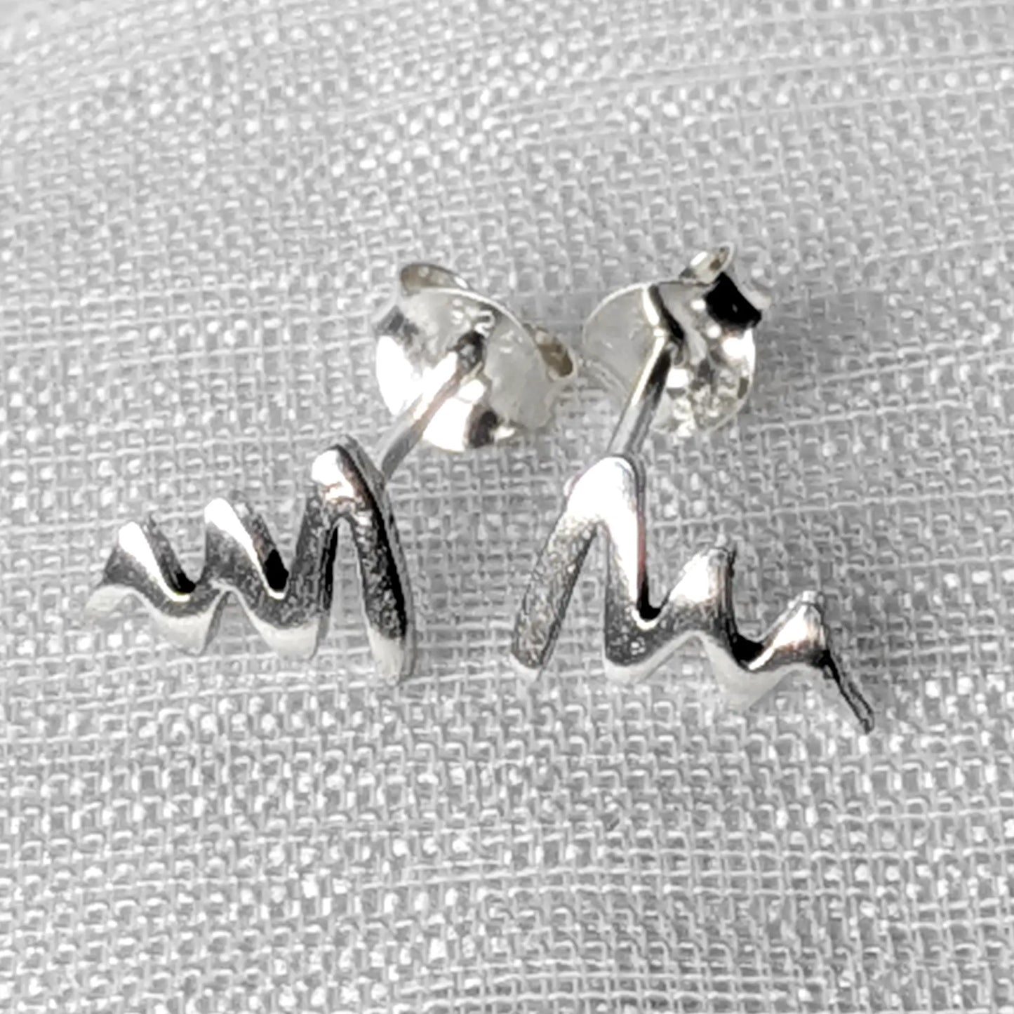 Zickzack Ohrstecker 925 Silber - Geometrische Wellen Ohrringe