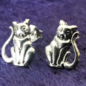 Ohrstecker Katze 925 Silber - Ohrringe