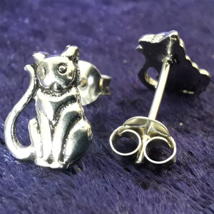 Ohrstecker Katze 925 Silber - Ohrringe