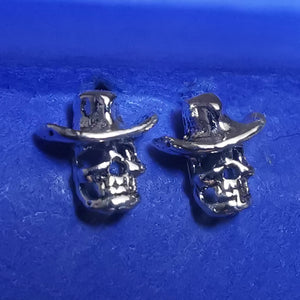 Ohrstecker Totenkopf mit Cowboyhut 925 Silber – Ohrringe