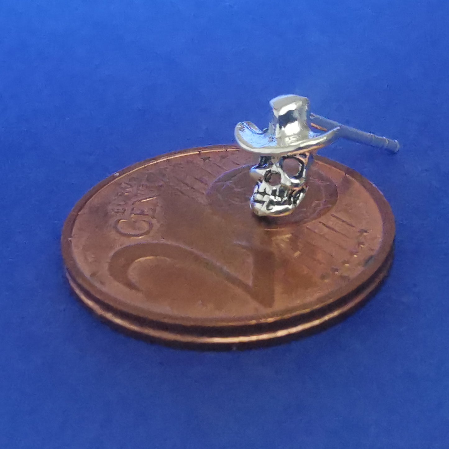 Ohrstecker Totenkopf mit Cowboyhut 925 Silber – Ohrringe