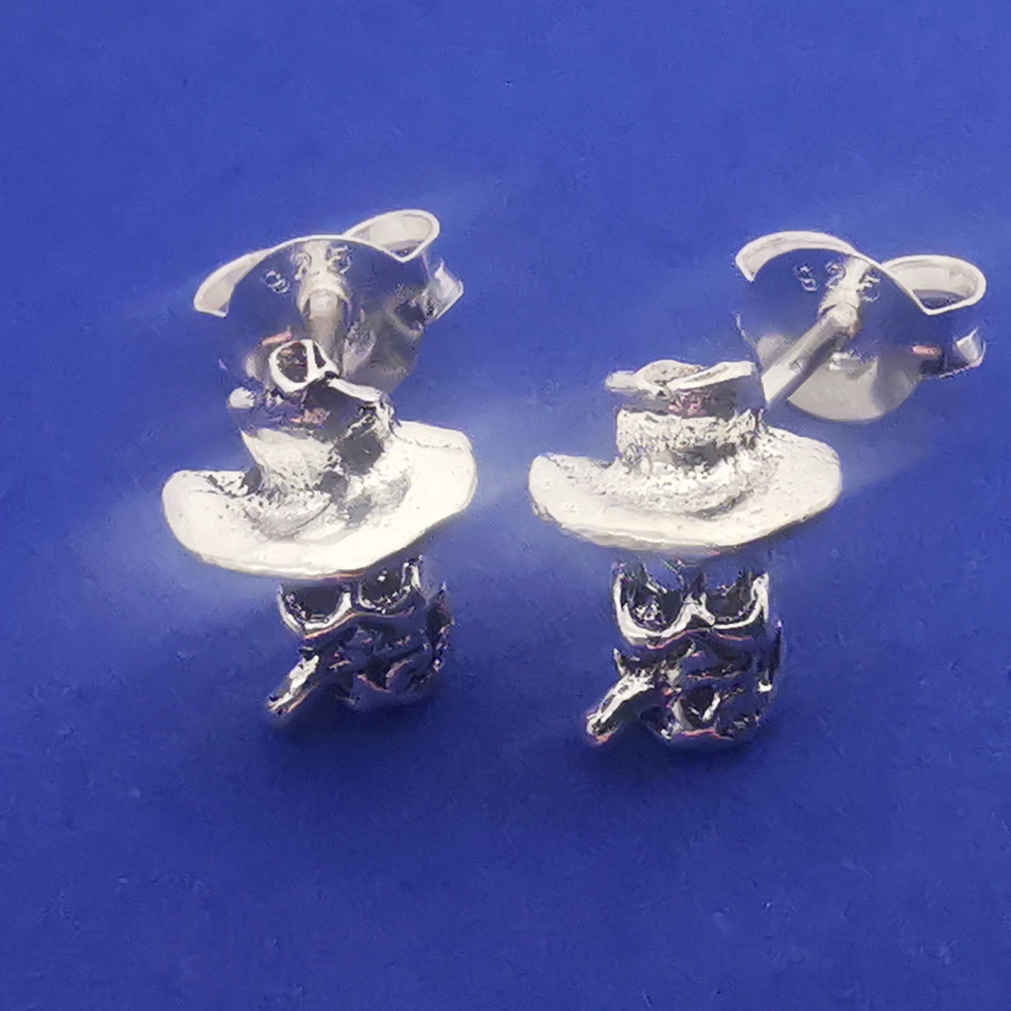Ohrstecker Totenkopf mit Hut und Zigarette 925 Silber – Ohrringe