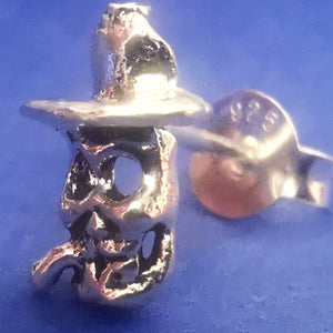 Ohrstecker Totenkopf mit Hut und Zigarette 925 Silber – Ohrringe