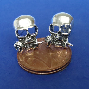 Ohrstecker Totenkopf aus 925 Sterling Silber - Ohrringe