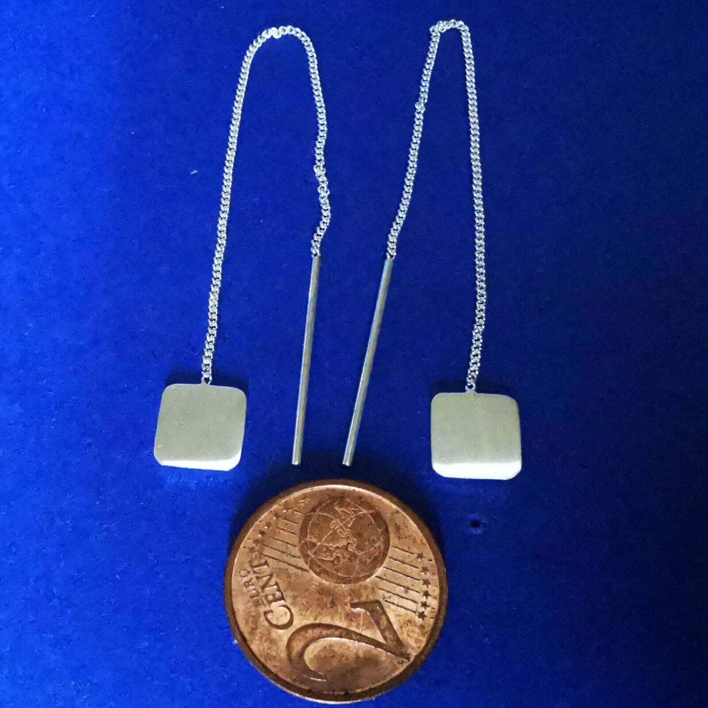 Durchzieher aus Silber mit Quadrat an Kette