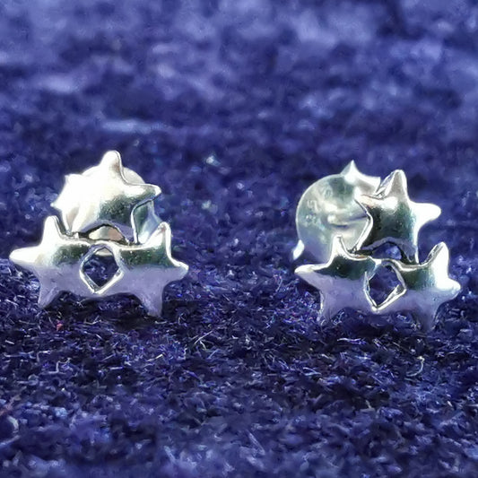 Ohrstecker aus Silber 3 Sterne - Ohrringe