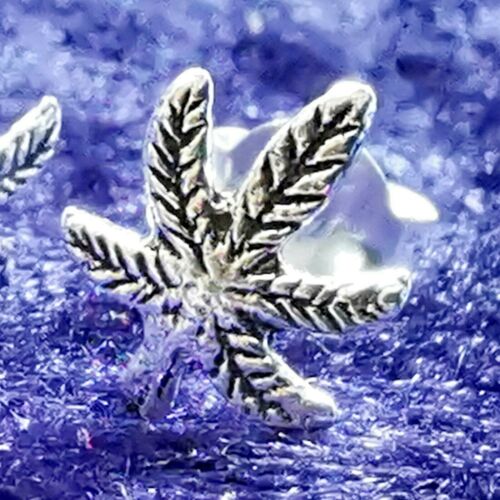 Cannabisblatt Marihuana Blatt Ohrstecker 925er Silber - Ohrringe
