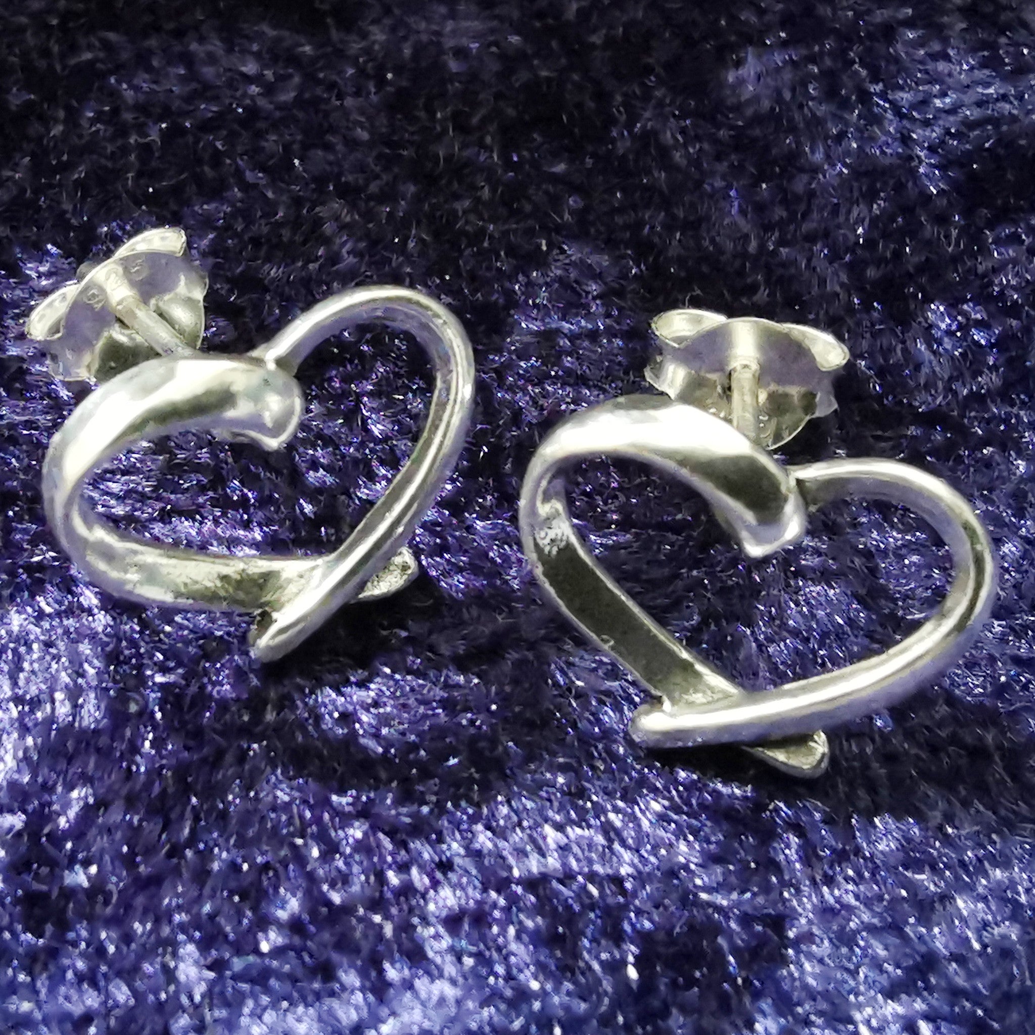 Ohrstecker Herz geschwungene Formen aus 925 Silber - Ohrringe