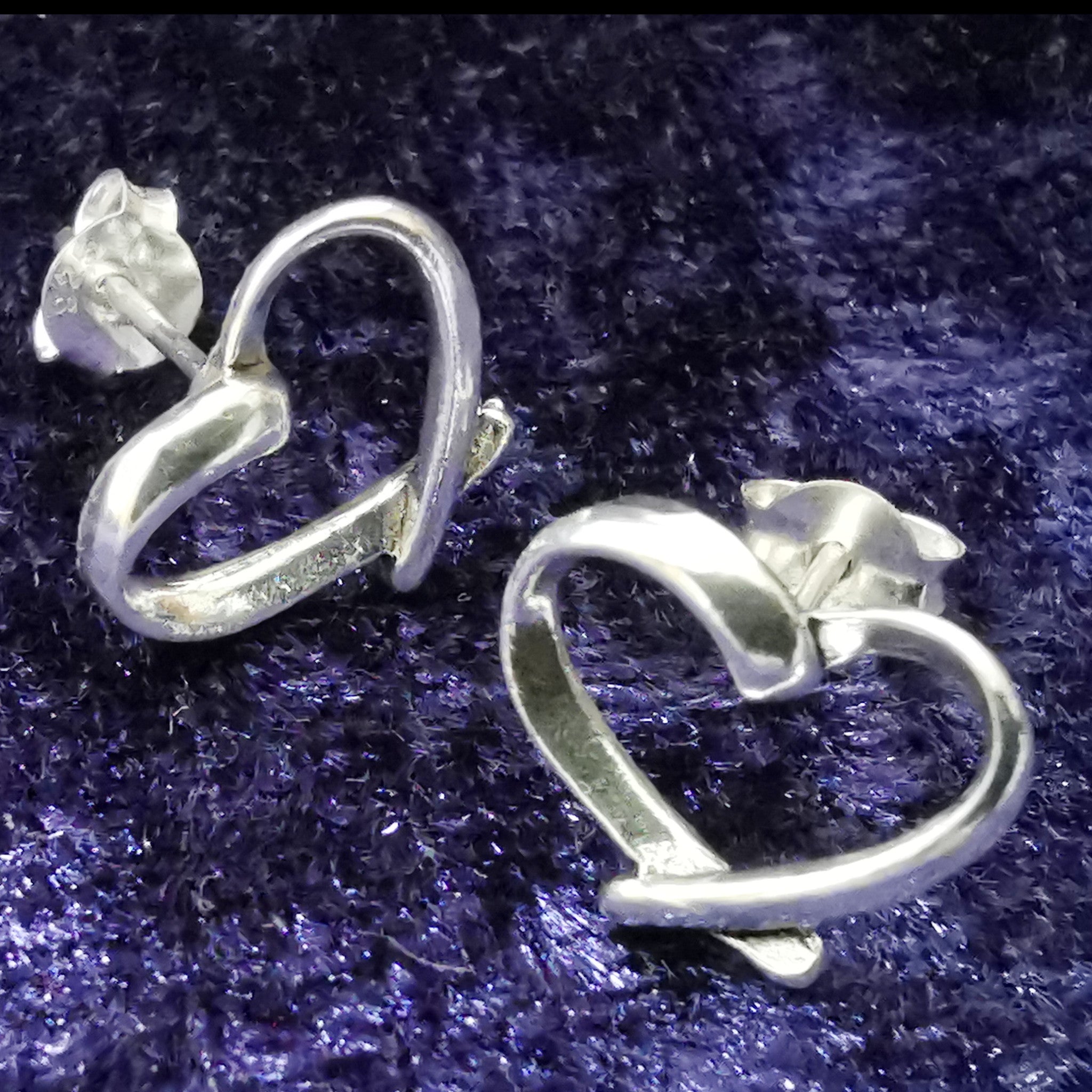 Ohrstecker Herz geschwungene Formen aus 925 Silber - Ohrringe