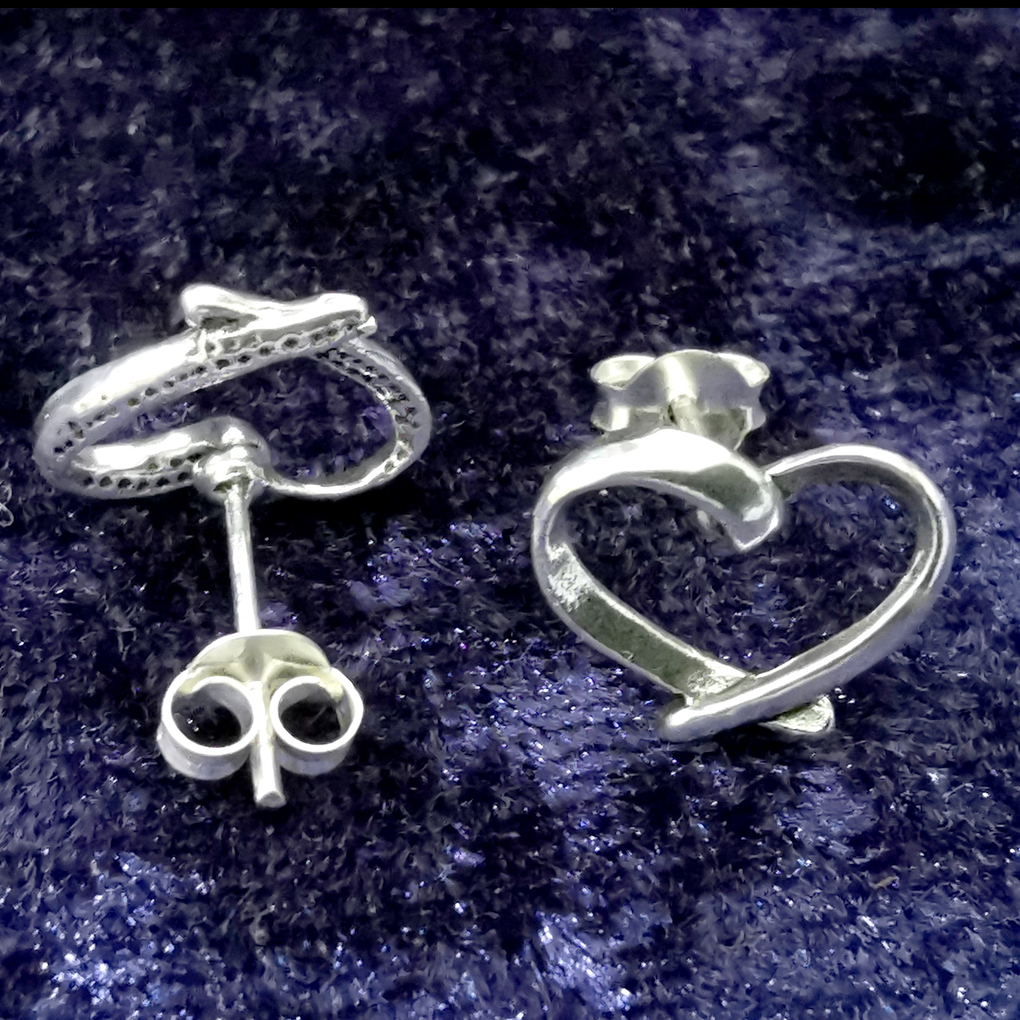 Ohrstecker Herz geschwungene Formen aus 925 Silber - Ohrringe