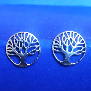 Runder Ohrstecker aus Silber Baum des Lebens
