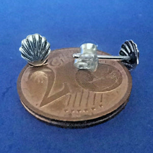 Mini Ohrstecker aus Silber im Muscheldesign
