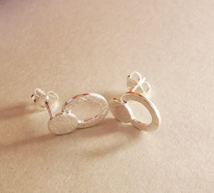 Ohrstecker aus Silber Scheiben-Ring Design gebürstet