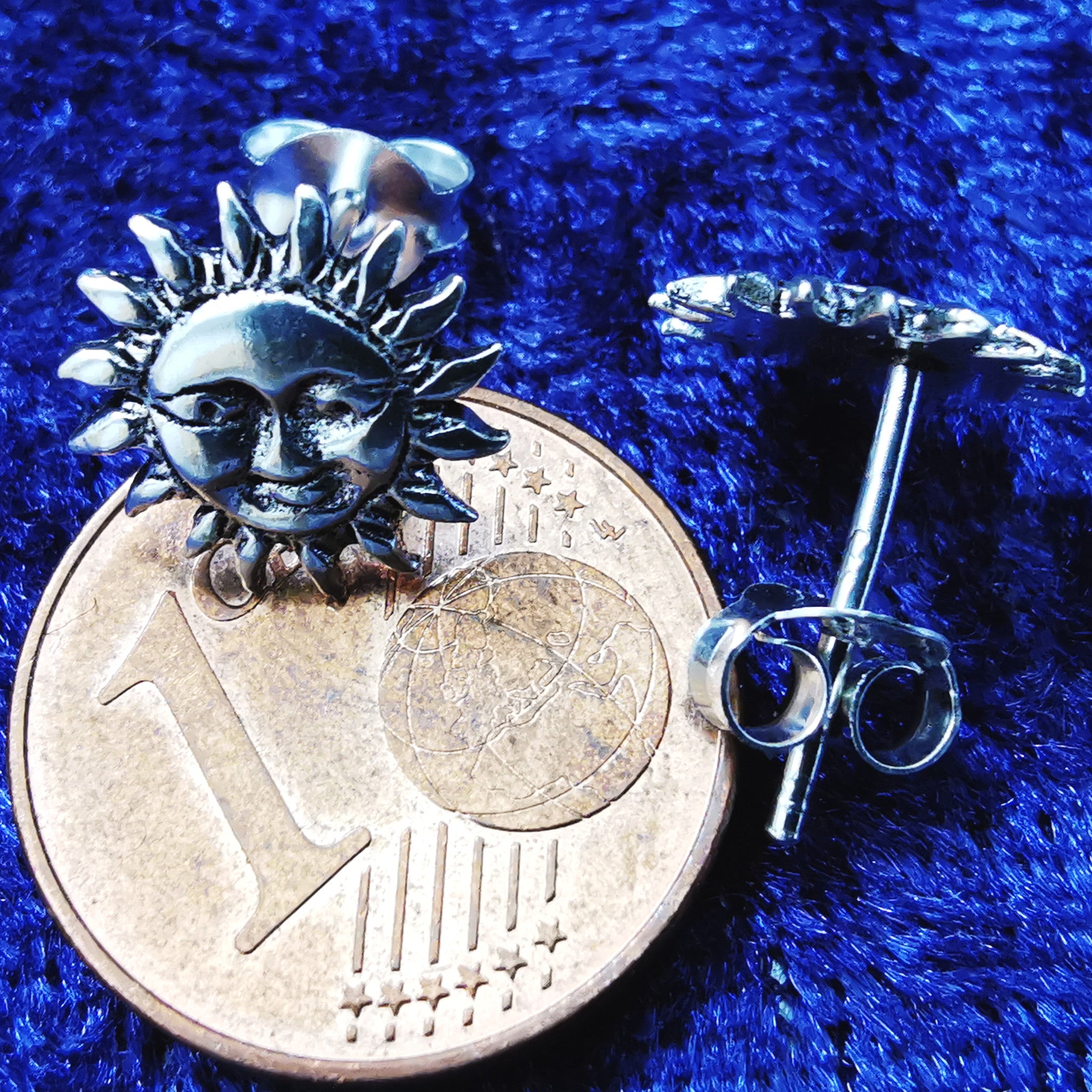 Silber 925 mit Sonne Silber Ohrstecker - Gesicht Ohrringe Ohrringe aus – Ohrstecker