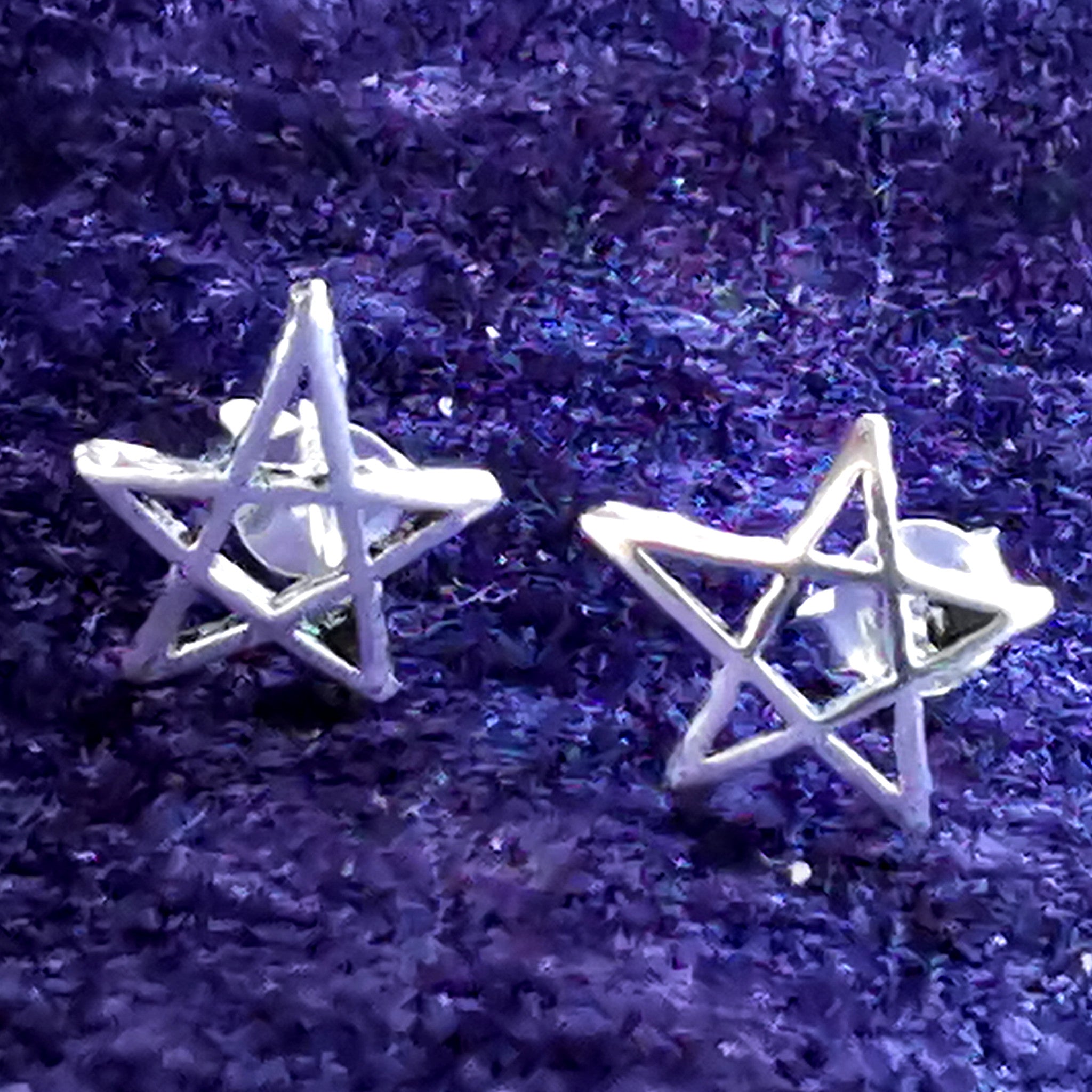 Ohrstecker aus Silber Pentagramm  – Ohrringe