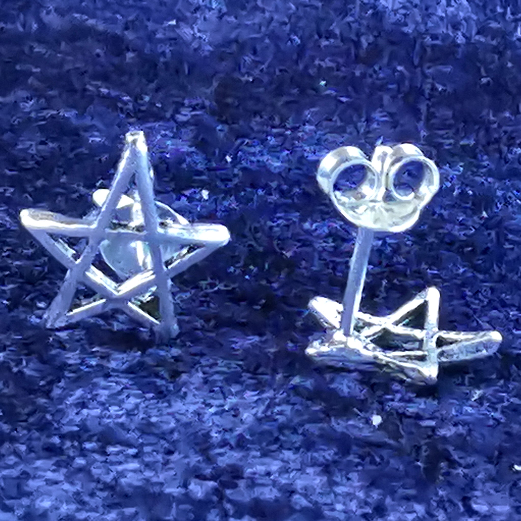 Ohrstecker aus Silber Pentagramm  – Ohrringe
