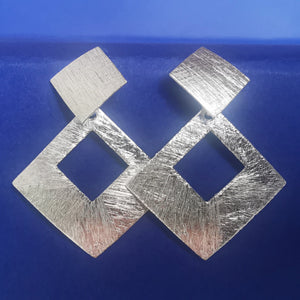Ohrstecker Rauten 925 Silber gebürstet - Ohrringe Minimalschmuck
