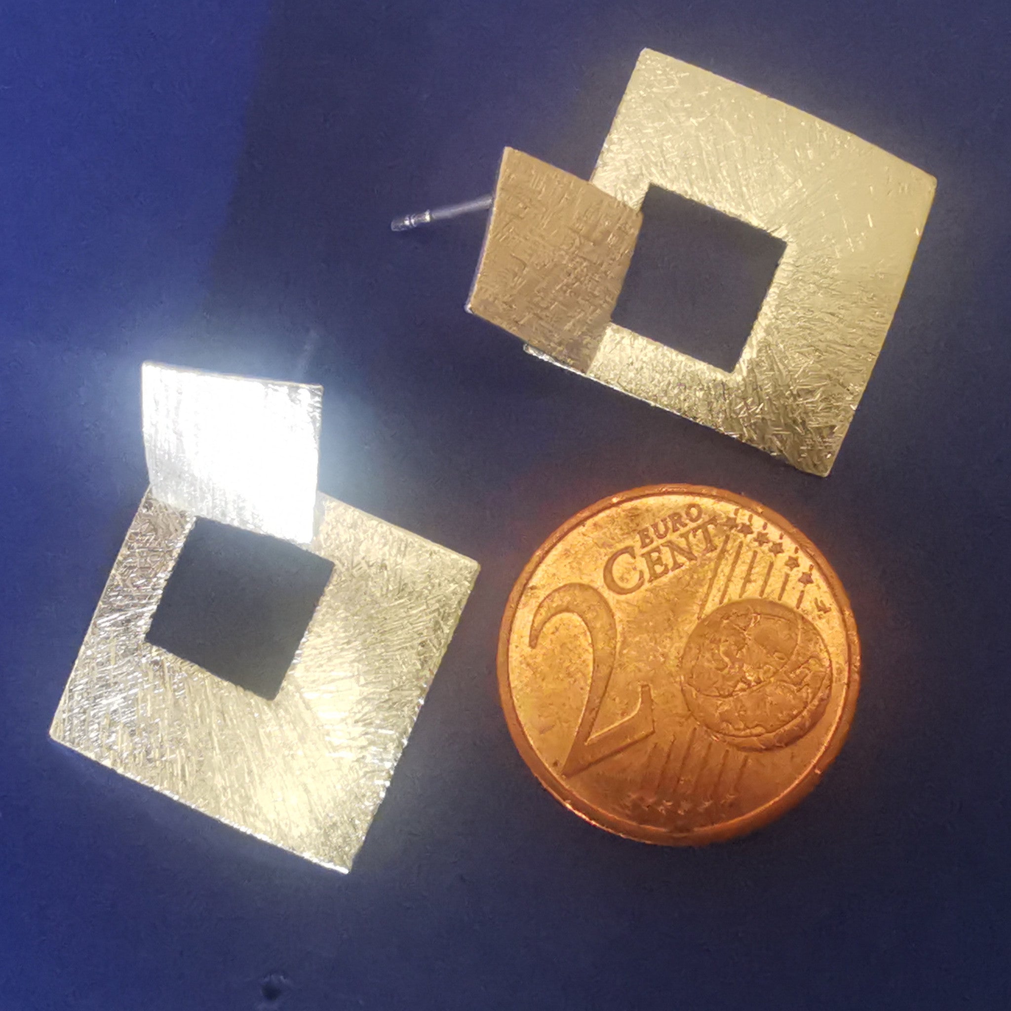 Ohrstecker Rauten 925 Silber gebürstet - Ohrringe Minimalschmuck