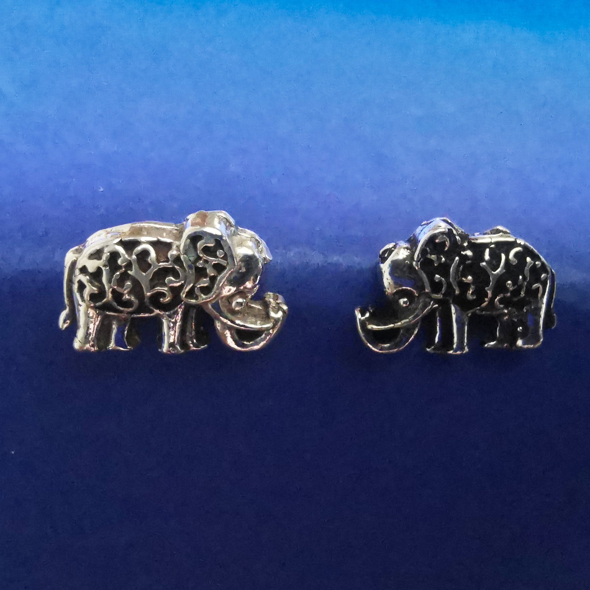 Ohrstecker Elefant mit Ornamenten 925 Silber - Ohrringe