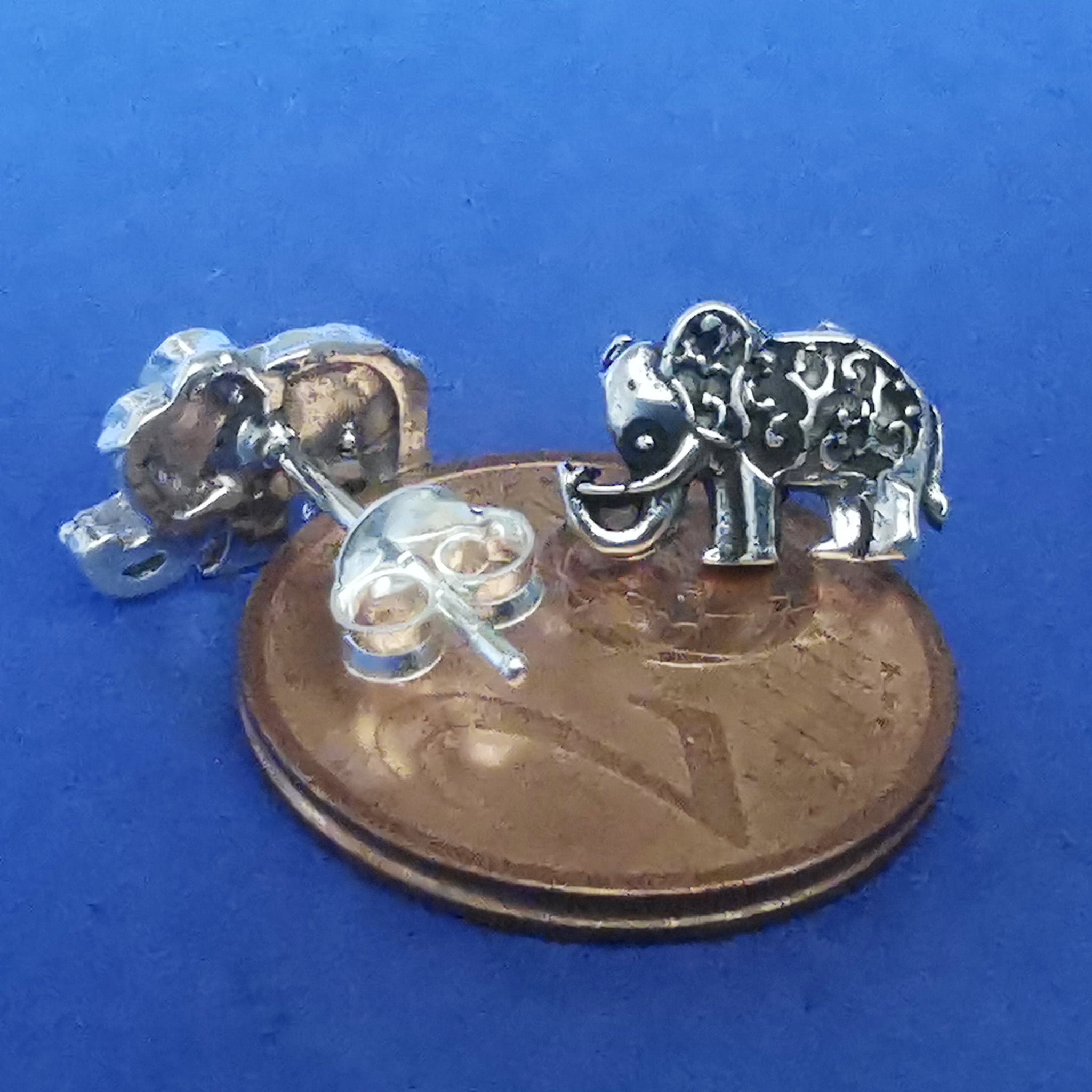 Ohrstecker Elefant mit Ornamenten 925 Silber - Ohrringe