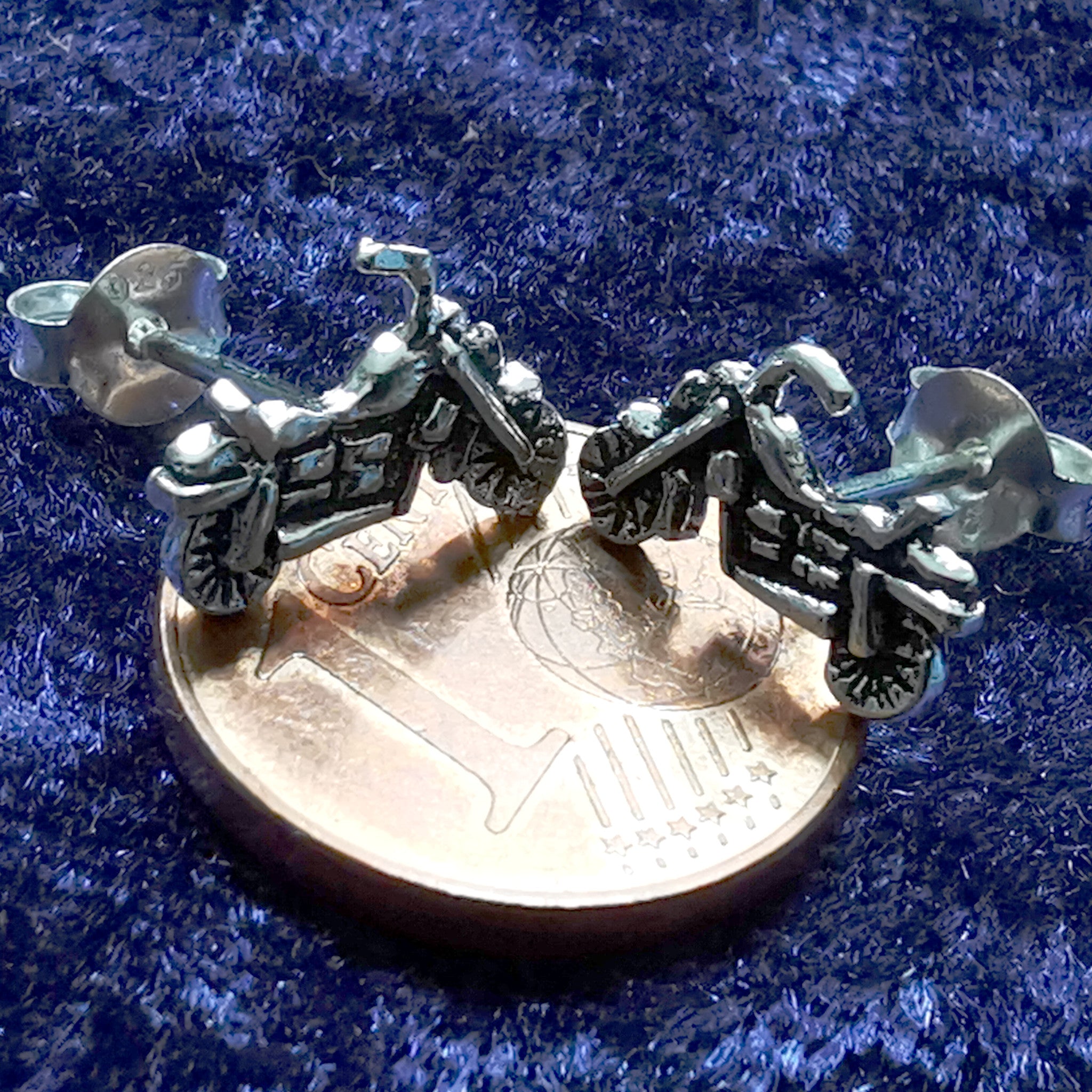 Motorrad Ohrstecker aus 925er Silber – Ohrringe