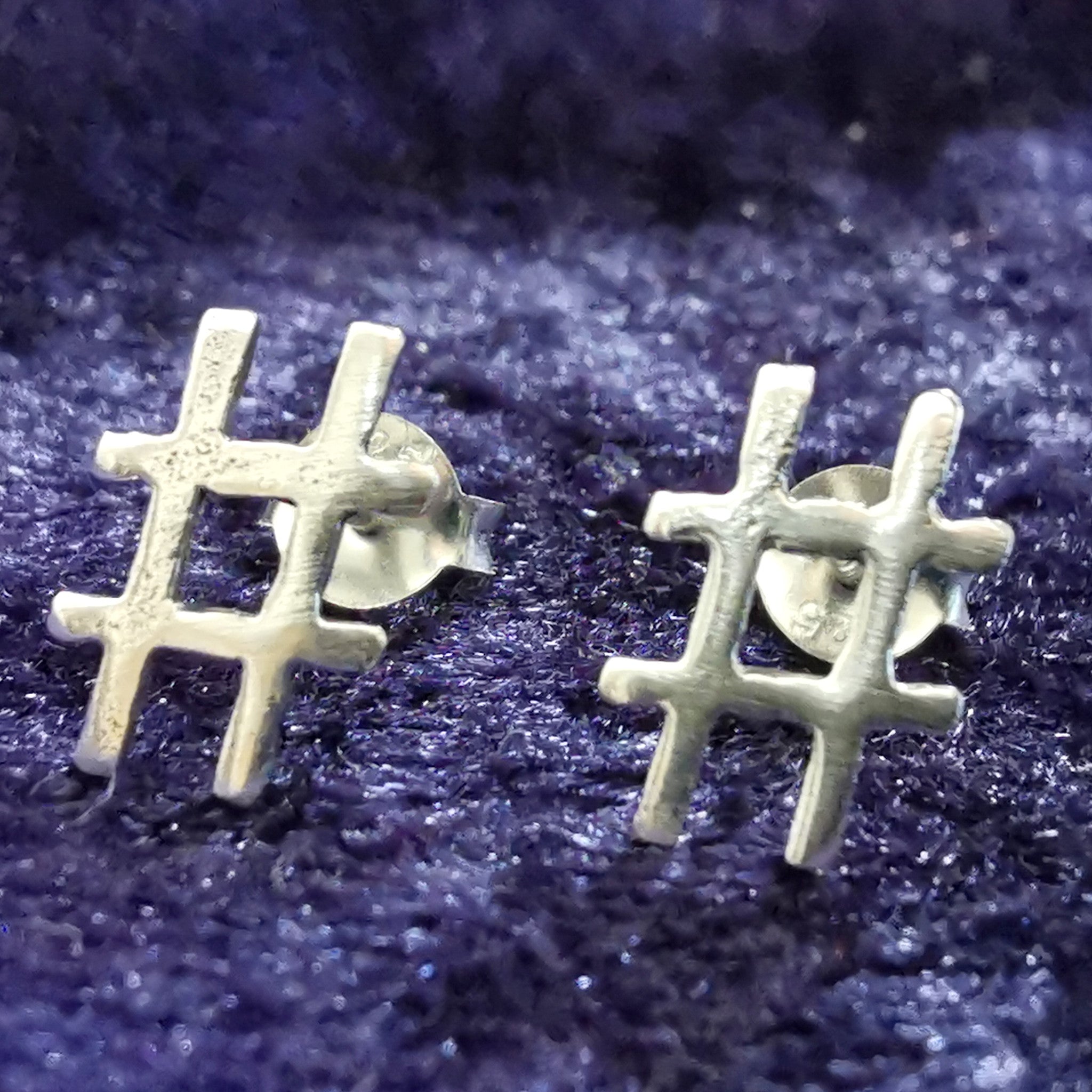 Ohrstecker Hashtag # aus 925 Silber – Ohrringe