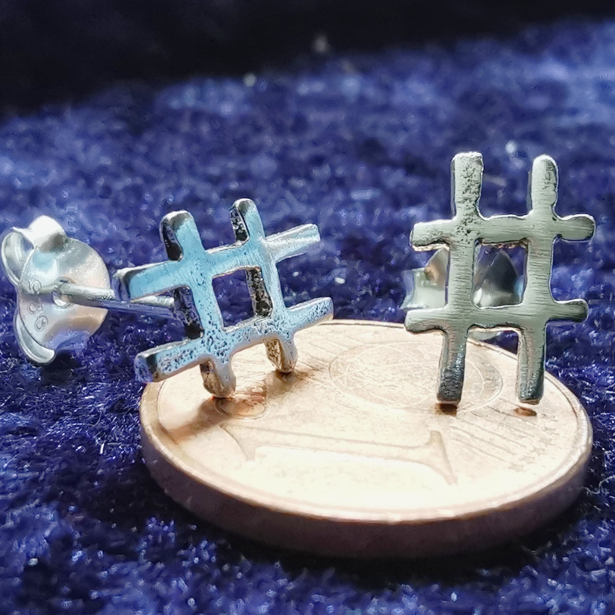 Ohrstecker Hashtag # aus 925 Silber – Ohrringe