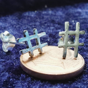 Ohrstecker Hashtag # aus 925 Silber – Ohrringe