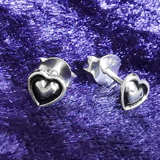 Mini Ohrstecker aus Silber Herz - Ohrringe